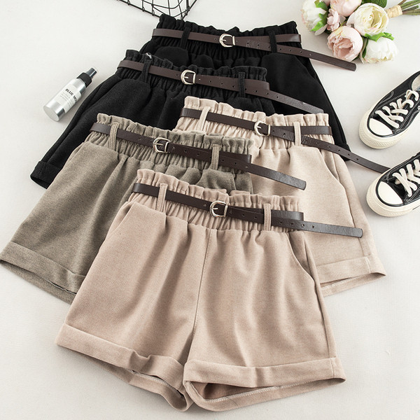 Къси дамски панталони в няколко цвята с висока талия и джобове