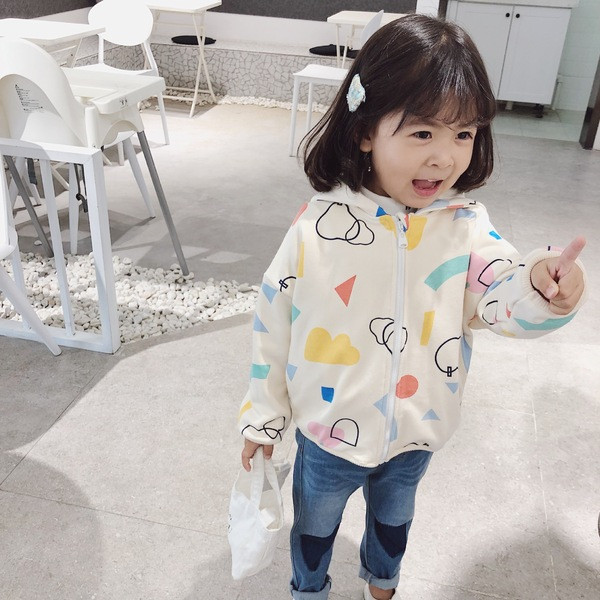 Нов модел детски суичър с качулка и цип за момичета