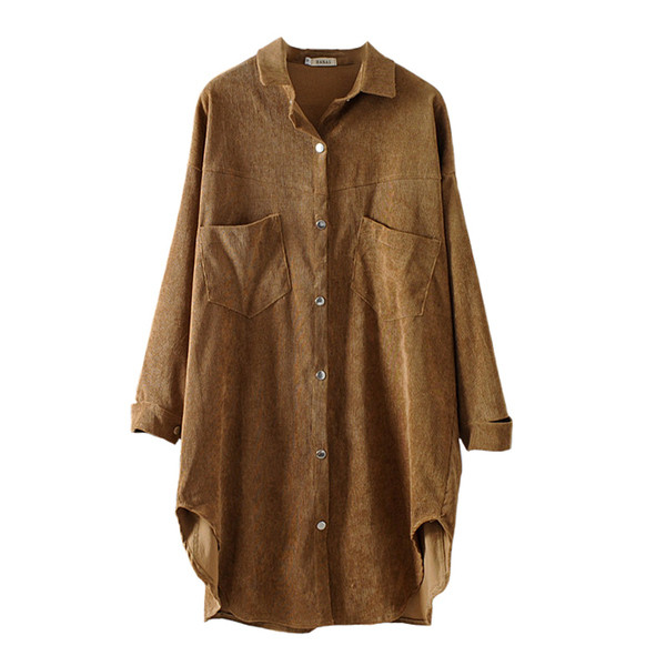 Ежедневна дамска дълга риза с копчета и джоб в два цвята 