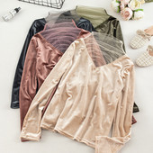 Bluză de damă modernă din catifea în cinci culori