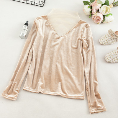 Модерна дамска блуза от кадифе в пет цвята