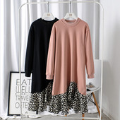 Есенна дамска рокля с дълъг ръкав и О-образно деколте в два цвята