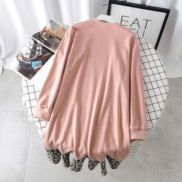 Есенна дамска рокля с дълъг ръкав и О-образно деколте в два цвята 