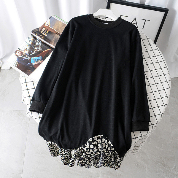 Есенна дамска рокля с дълъг ръкав и О-образно деколте в два цвята 