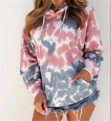 Модерен дамски суичър с връзки и качулка в камуфлажен десен