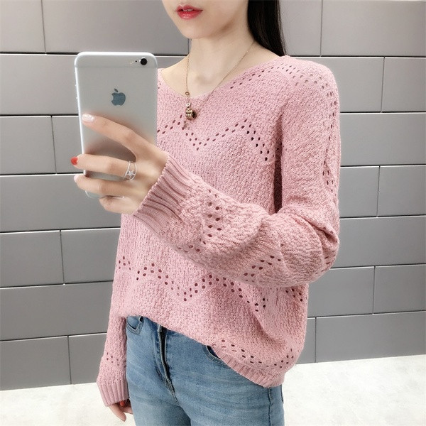 Дамски зимен пуловер на дупки в няколко различни цвята 