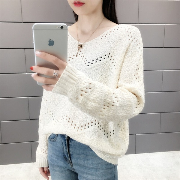 Дамски зимен пуловер на дупки в няколко различни цвята 