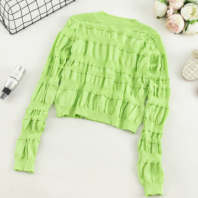 Ежедневен дамски пуловер с О-образно деколте в пет цвята