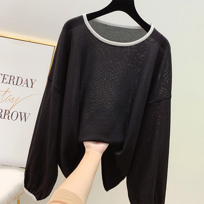 Дамски пуловер с  обло деколте в няколко цвята