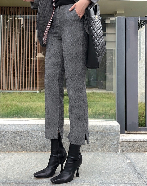 Дамски елегантен панталон 7/8 дължина и цепки