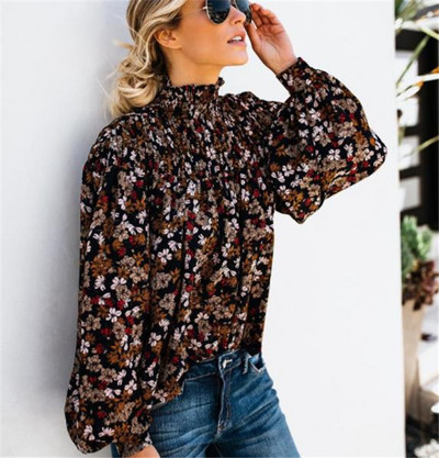 Bluză de damă elegantă cu mâneci lungi și model floral