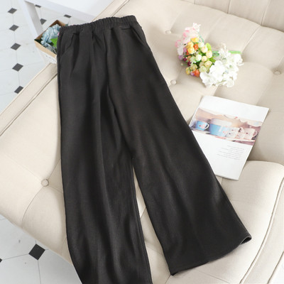 Ежедневен дамски панталон широк модел с еластична талия и джобове в няколко цвята