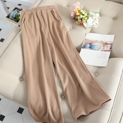 Ежедневен дамски панталон широк модел с еластична талия и джобове в няколко цвята