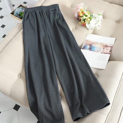 Ежедневен дамски панталон широк модел с еластична талия и джобове в няколко цвята