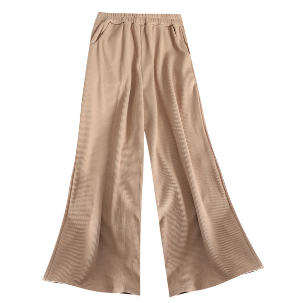 Ежедневен дамски панталон широк модел с еластична талия и джобове в няколко цвята