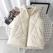 Модерен дамски елек с цип и качулка в два цвята