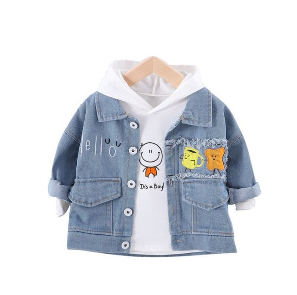 Нов модел детско яке за момчета с джобове и разкъсани мотиви