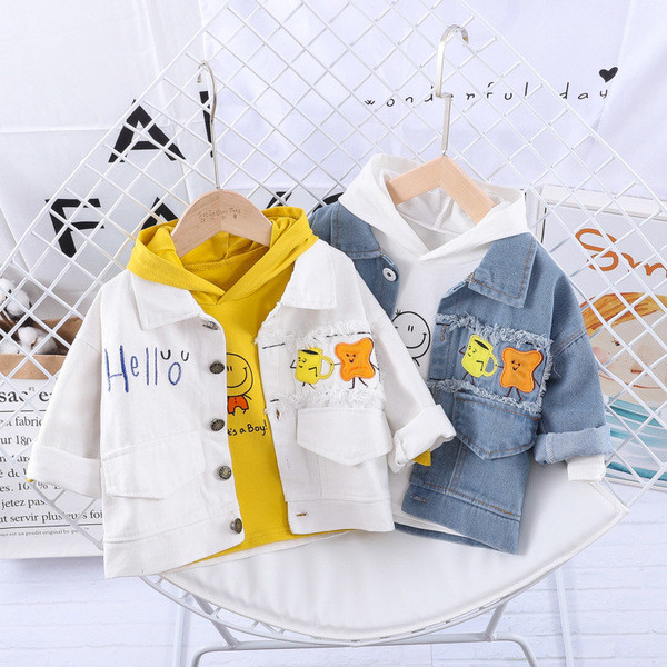 Нов модел детско яке за момчета с джобове и разкъсани мотиви