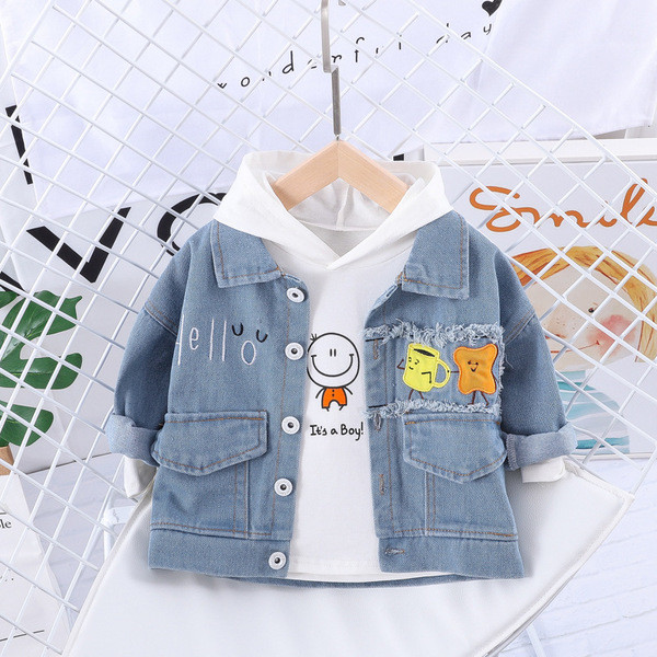 Нов модел детско яке за момчета с джобове и разкъсани мотиви