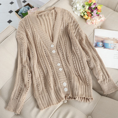 Ежедневна дамска жилетка с V-образно деколте и копчета в пет цвята