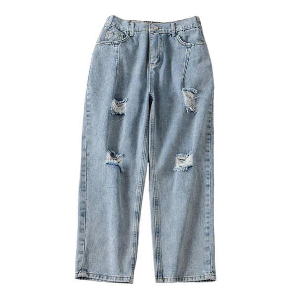 Модерни дамски дънки с разкъсани мотиви и размери до  4XL