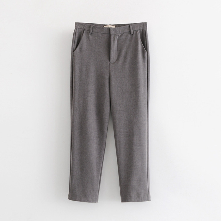 Елегантен дамски панталон с 9/10 дължина в сив и черен  цвят