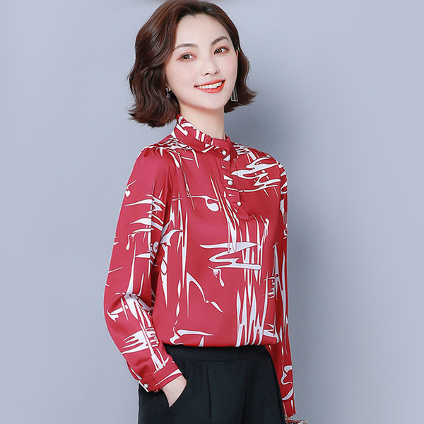 Модерна дамска риза в три цвята с дълъг ръкав и копчета 