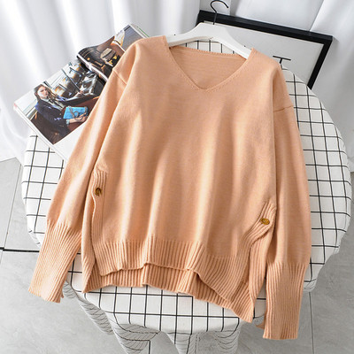 Ежедневен дамски пуловер с шпиц деколте в няколко цвята