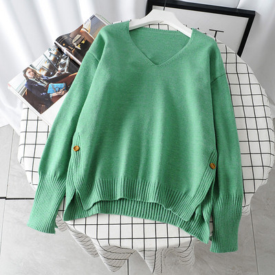 Pulover casual de dama cu decolteu spitz in mai multe culori