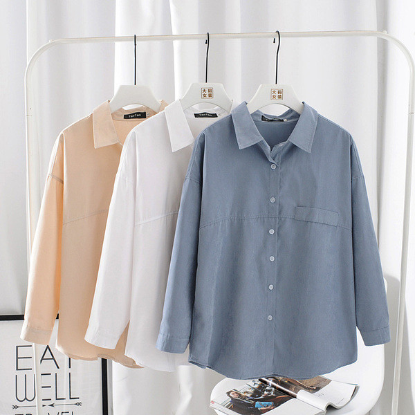 Ежедневна дамска риза с класическа яка и копчета в три цвята 