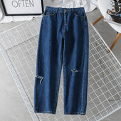 Ежедневни  дамски дънки с висока талия в син цвят