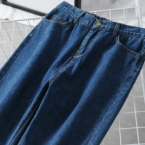 Ежедневни  дамски дънки с висока талия в син цвят 