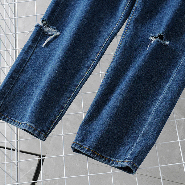 Ежедневни  дамски дънки с висока талия в син цвят 