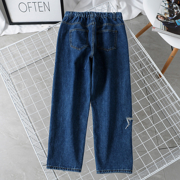 Ежедневни  дамски дънки с висока талия в син цвят 