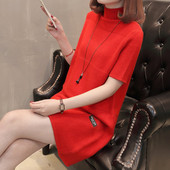 Дамска зимна рокля с висока яка -широк модел в няколко цвята