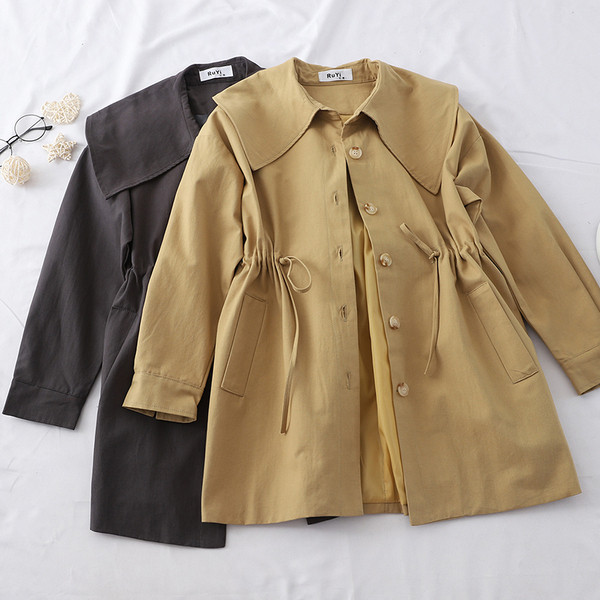 Есенно дамско яке с връзки на талията и джобове в няколко цвята