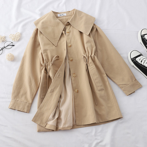 Есенно дамско яке с връзки на талията и джобове в няколко цвята