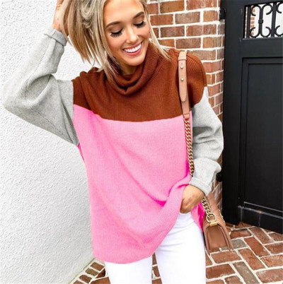 Модерен дамски пуловер с дълъг ръкав в три цвята