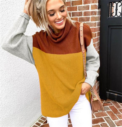 Модерен дамски пуловер с дълъг ръкав в три цвята