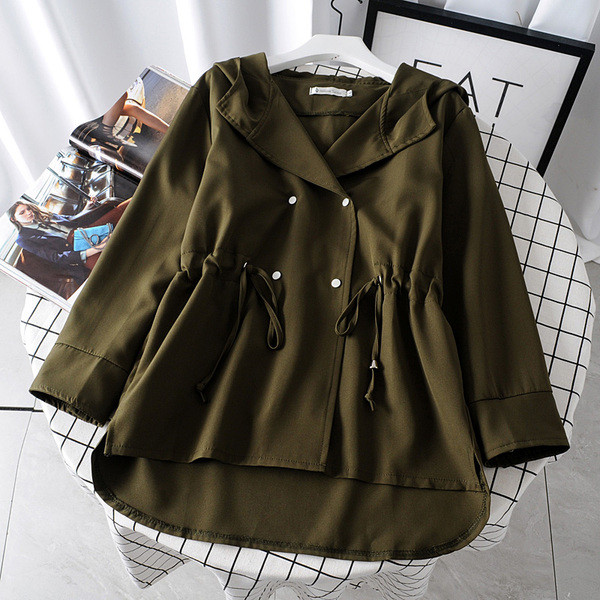 Модерно есенно яке с копчета и връзки в няколко цвята 