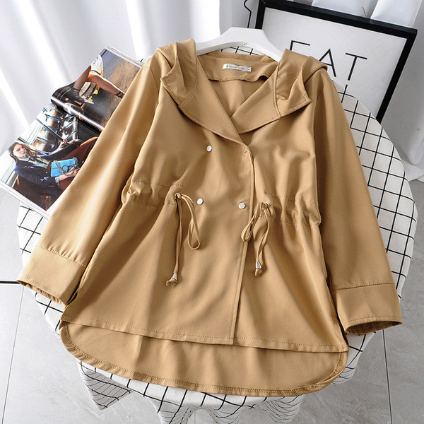 Модерно есенно яке с копчета и връзки в няколко цвята 