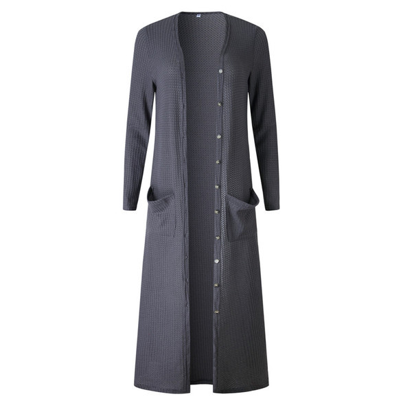 Дълга дамска жилетка с джобове в два цвята