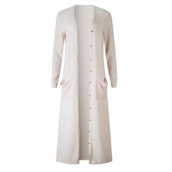 Дълга дамска жилетка с джобове в два цвята