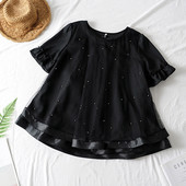 Модерна дамска тениска с О-образно деколте в черен цвят