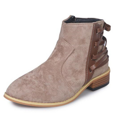 Дамски боти с равна подметка и връзки в четири цвята