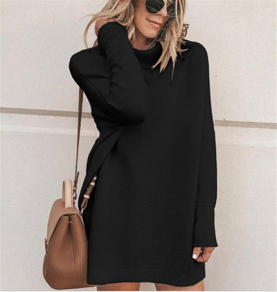 Дамска ежедневна рокля с дълъг ръкав в четири цвята