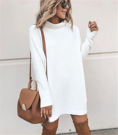 Дамска ежедневна рокля с дълъг ръкав в четири цвята