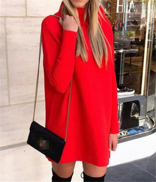 Дамска ежедневна рокля с дълъг ръкав в четири цвята