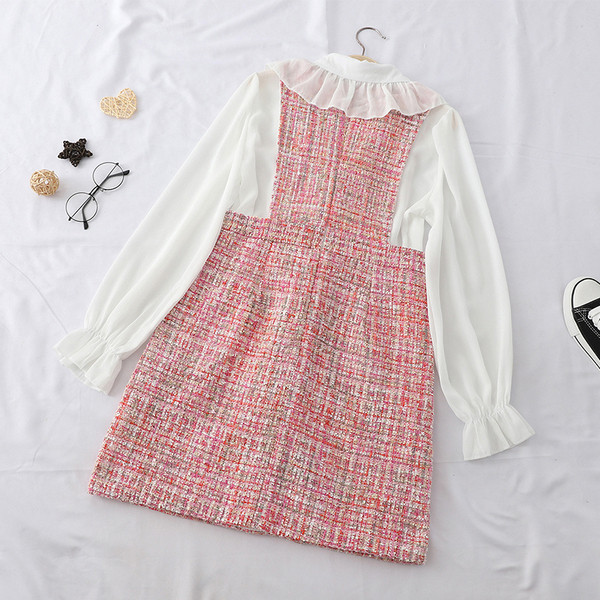 Стилен дамски комплект включващ риза и сукман в два цвята