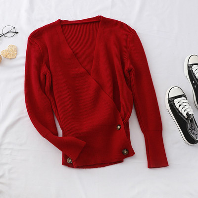 Ежедневна дамска жилетка с шпиц деколте в няколко цвята